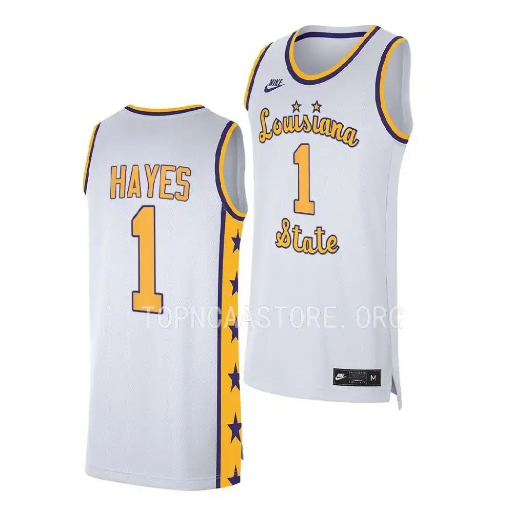 Men's LSU Tigers Cam Hayes #1 Replica White 2022-23 NCAA Basketball Jersey